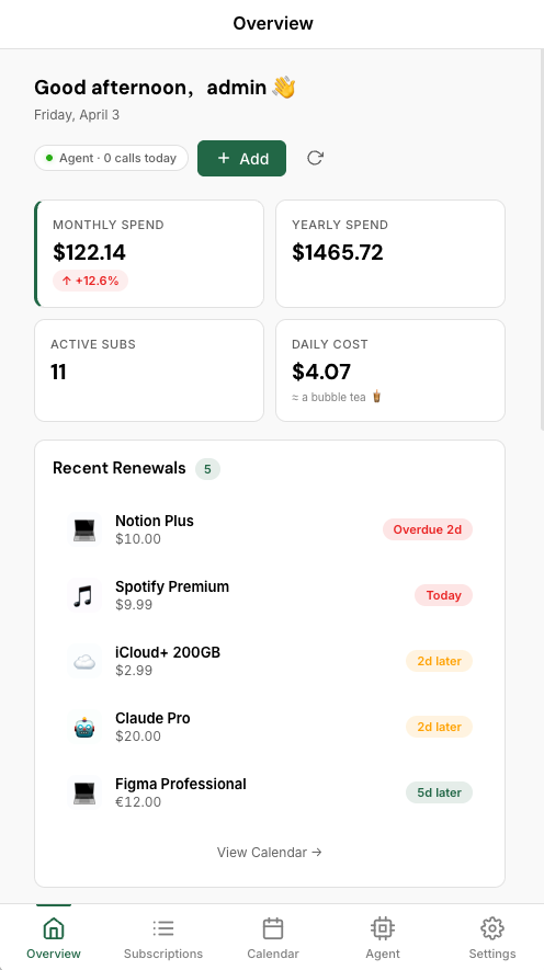 SubSage Mobile Screenshot